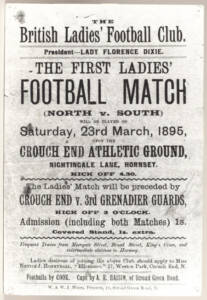 la locandina del primo incontro di calcio femminile in Inghilterra